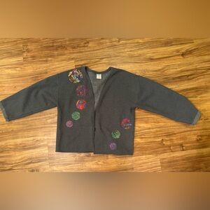 Gray Women's Cardigan with Colorful Accents